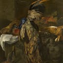 Joannes Fijt, Hunting Trophy with a Dead Peacock and a Boar’s Head