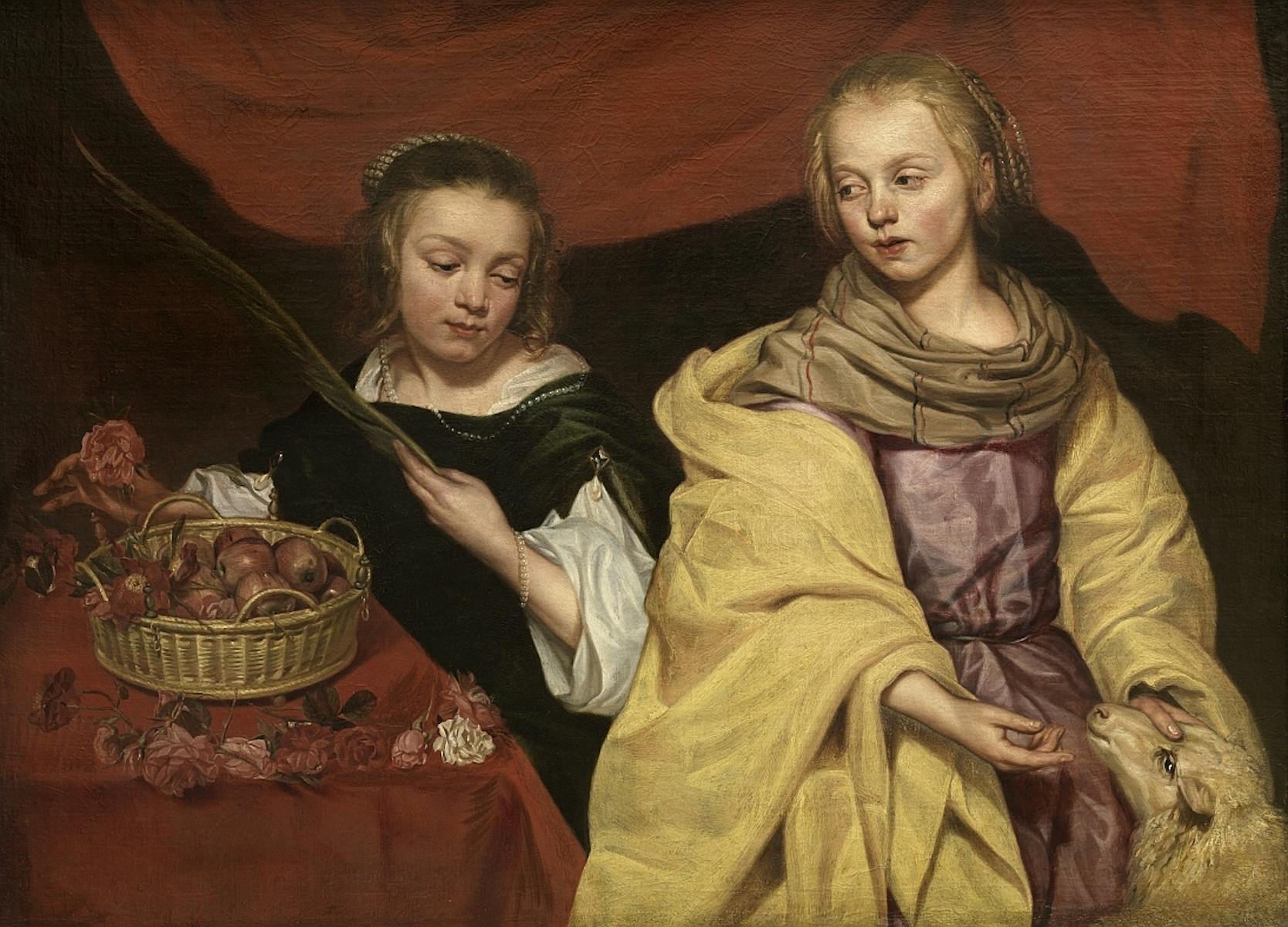 Michaelina Wautier, Two Girls as Saint Agnes and Saint Dorothy